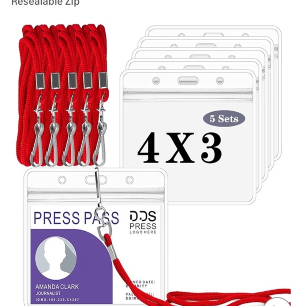 Red Lanyard Badge Holder Set